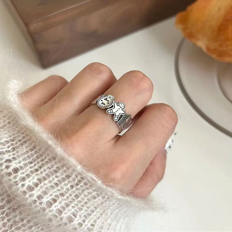 Retro Rabbit Animal Bear Alloy Plating Womenu0027S Open Ring