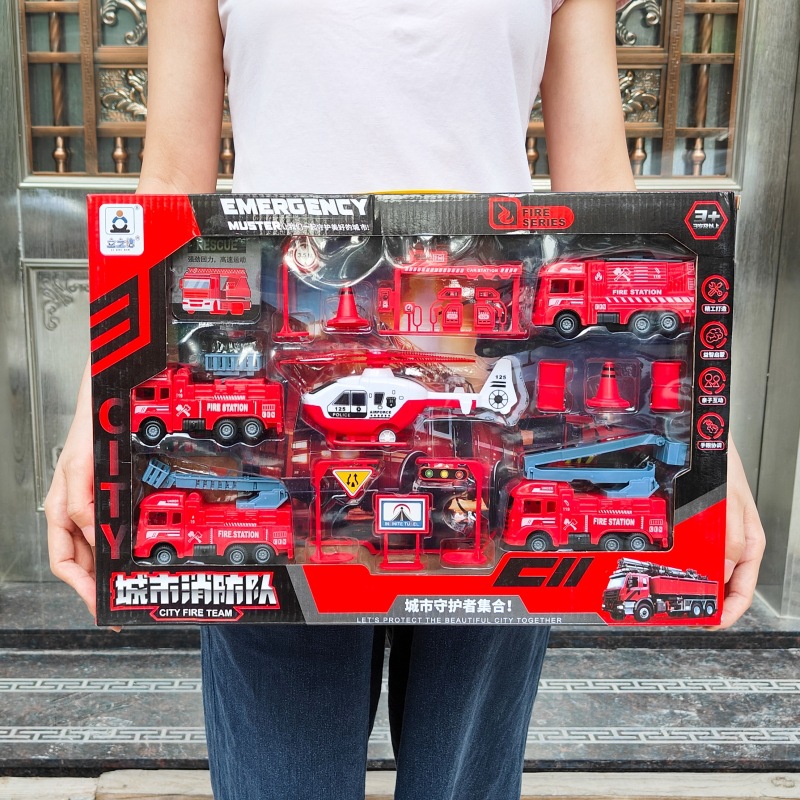 Children's Simulation Pull Back Fire Truck Gift Box Set Educational Institution Kindergarten Enrollment Gift Toy Gift Wholesale