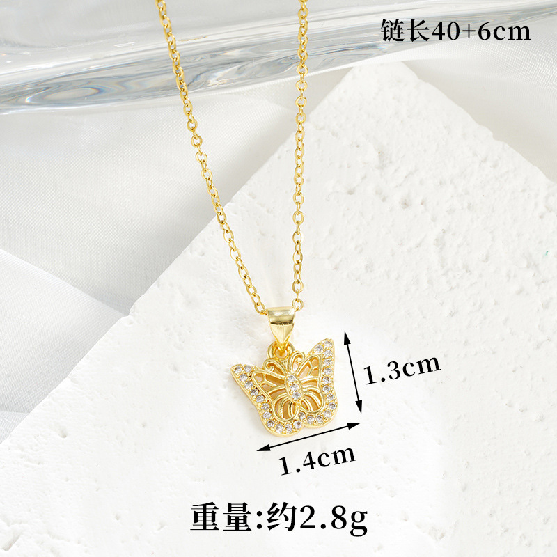 Collar de oro de arena transfronteriza de Vietnam estilo europeo y americano micro colorido de mariposa de mariposa pendientes de bronce dorado para mujeres joyas no se desvanecen
