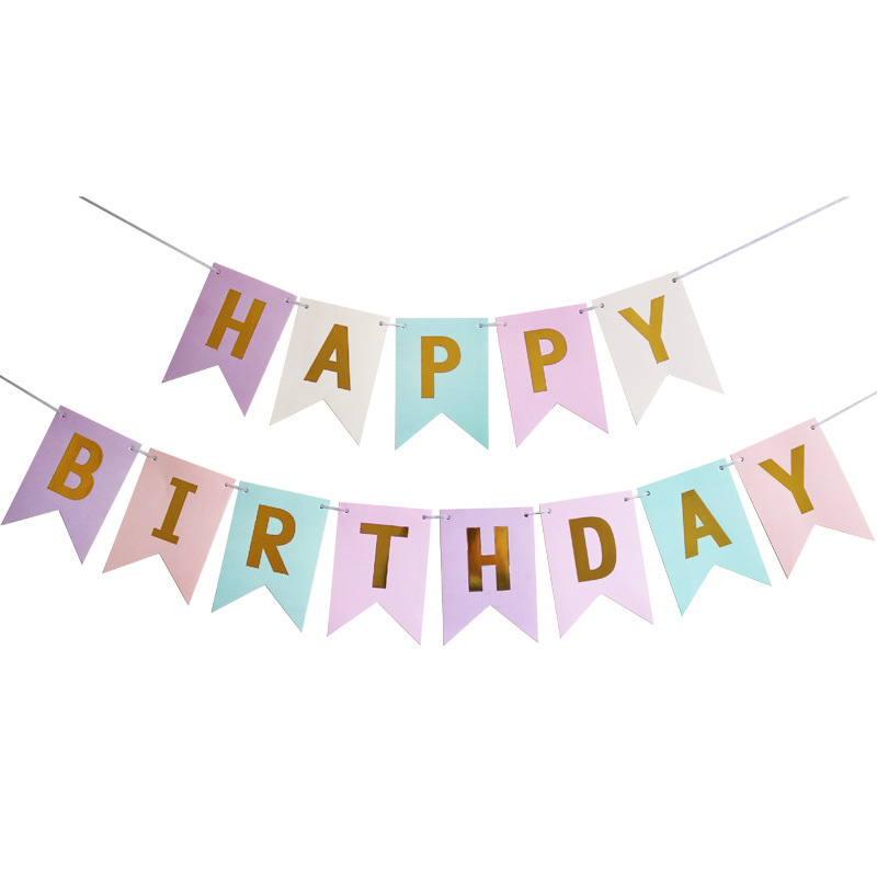箔押し魚尾誕生日おめでとう旗happy birthdayパーティー装飾誕生日おめでとうバナー花|undefined
