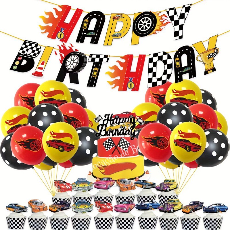 Hot Wheels Theme Birthday Party Party Decoration suit Children's Birthday Party Party Decoration Flag Cake Insert Hot Wheels Theme Birthday Party Party Decoration suit Children's Birthday Party Party Decoration Flag Cake Insert