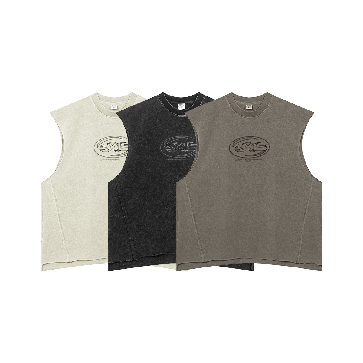 2025 marca de moda americana impresión de bordes sueltos camiseta sin mangas Batik hacer viejo lavado con agua pequeño cuello suelto chaleco de hombro para hombres image 6
