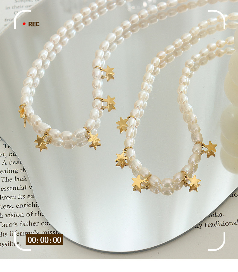 Baroque Style Star Titanium Steel Necklace Beaded Stainless Steel Necklaces
