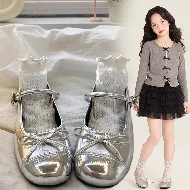 Girls' French Mary Jane Shoes 2025 Spring and Autumn New Style Medium and Large Children's Small Leather Shoes Children's Shallow Round Toe Princess Shoes