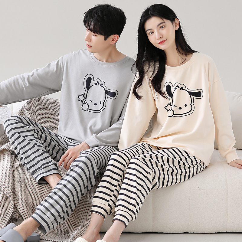 情侣长袖纯棉睡衣春秋套头加厚卡通大码情侣全棉家居服可外穿秋冬