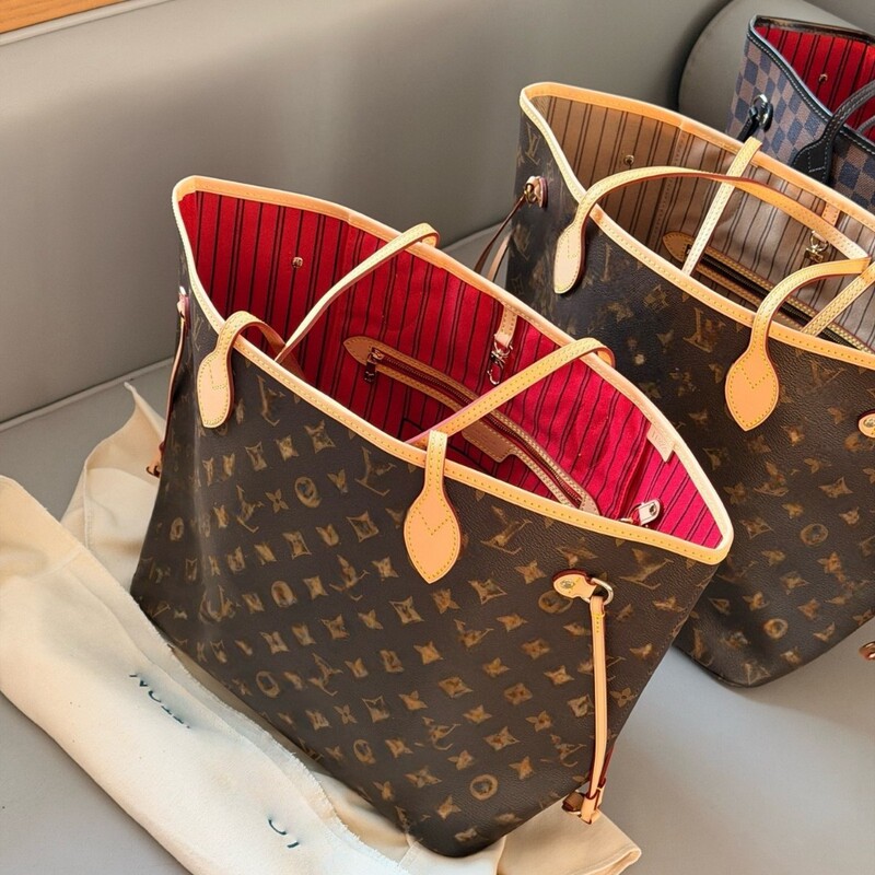 New Vintage Neverfull Checkered Shopping Bag Women's Tote Carryall Pillow Baguette Croissant Bag