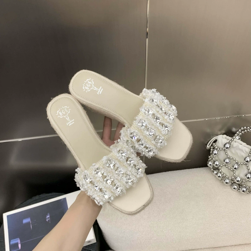 Женские босоножки на платформе с толстой подошвой, стразами на внешней стороне, модные новые туфли на высоком каблуке 2025 года, универсальные интернет-хиты.