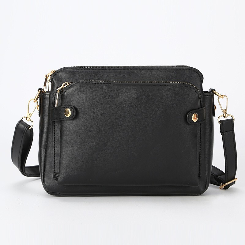Cross-Border Amazon European and American Retro Three-Layer Leather Crossbody Bag Multi-Compartment Handbag Wallet Shoulder Bag Small Square Bag Cross-Border Amazon European and American Retro Three-Layer Leather Crossbody Bag Multi-Compartment Handbag Wallet Shoulder Bag Small Square Bag