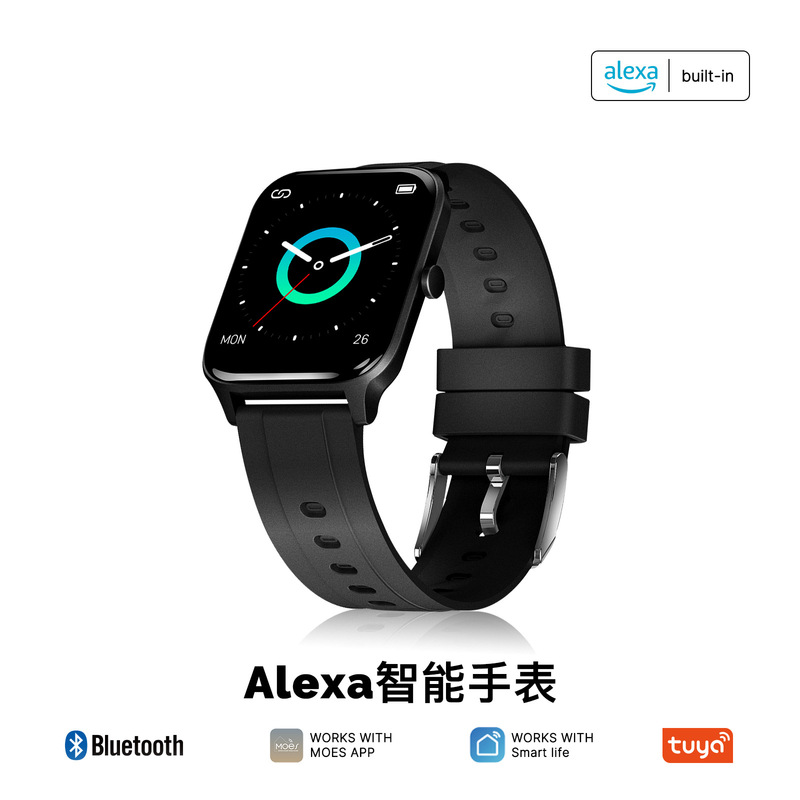 Tuya Bluetooth Smart Bracelet App Control Ip68 Built-In Alexa Mobile Smart Watch 24H Health Monitoring