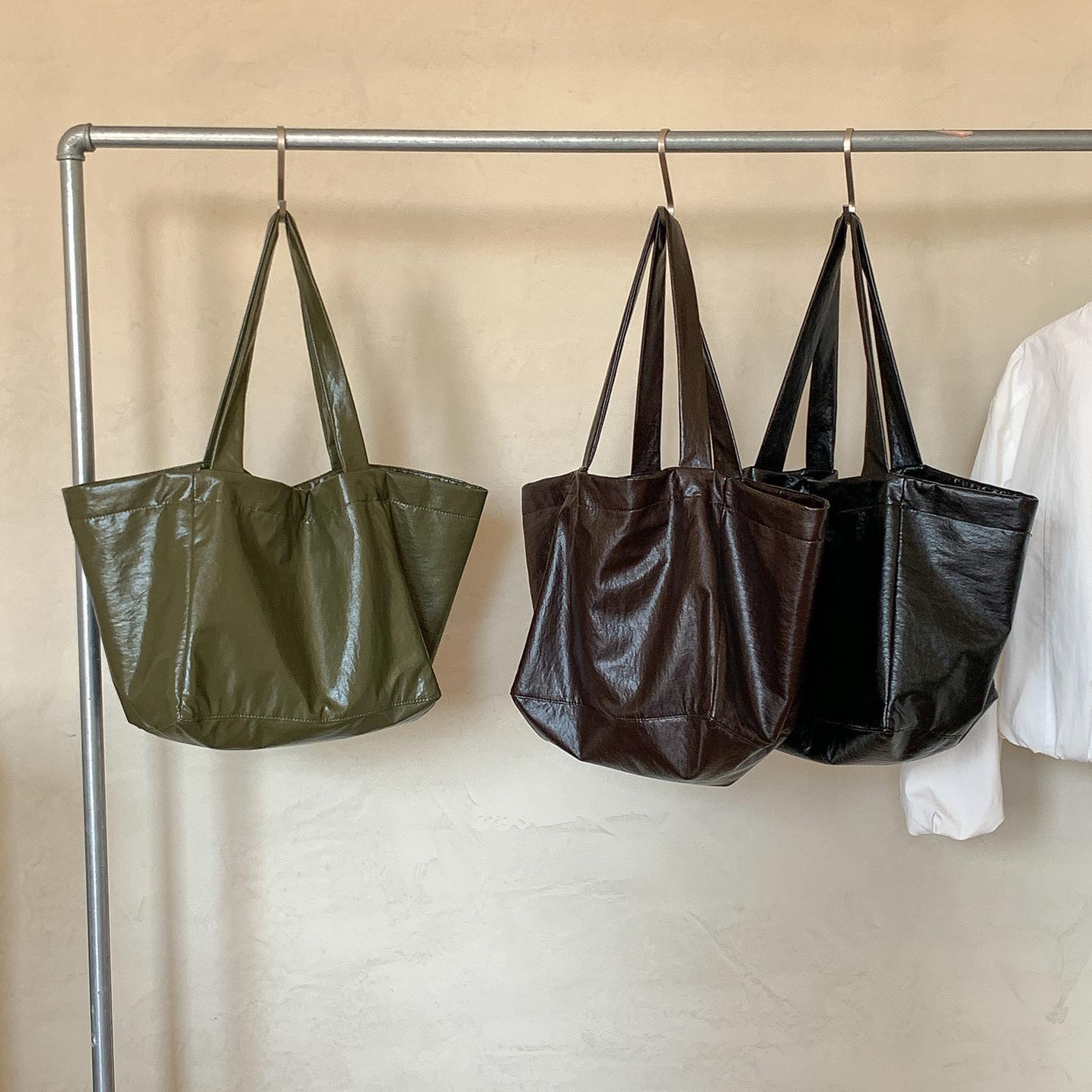 大容量时尚慵懒风随性百搭欧美复古软皮质感通勤单肩腋下托特包大