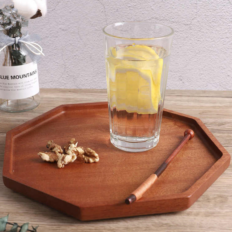 Placa de ébano de estilo japonés al por mayor Placa de fruta de alto aspecto Placa de té de madera Placa de postre de pan Bandeja de madera maciza Placa de madera