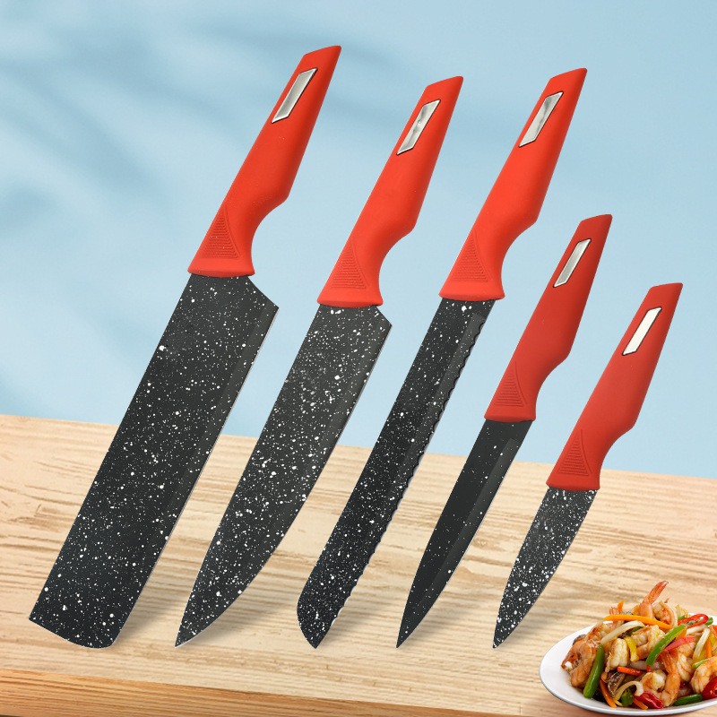 Yangjiang cuchillo de cocina Comercio exterior cuchillo de cocina de acero inoxidable mango de acero rojo estrellado de doble cara de succión cuchillo único regalo