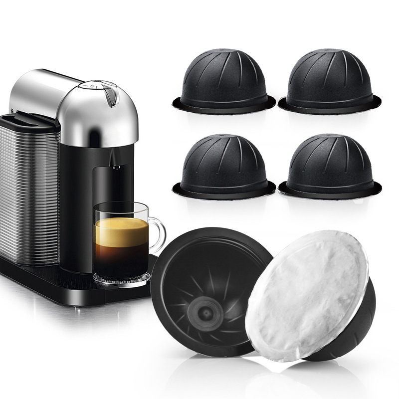 Icafilas Self-Adhesive Aluminum Foil Set Vertuo Coffee Capsule Shell for Italian-Style Use with a Powder Bowl