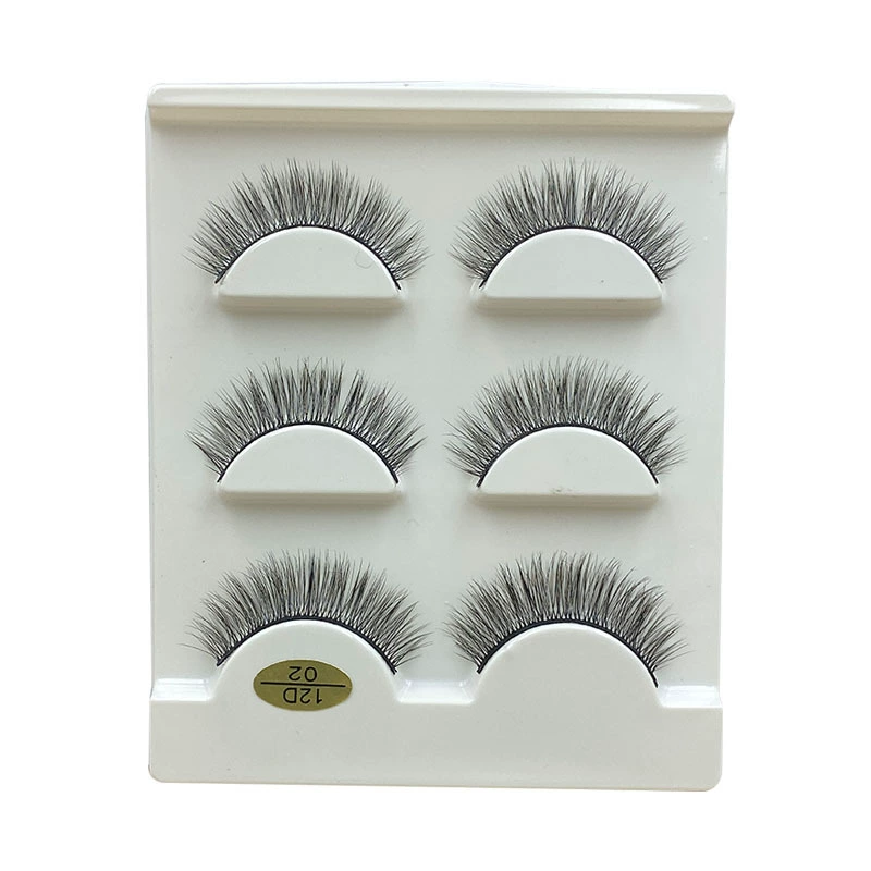 Three dimensional comfortable curling lengthening short false eyelashes for eyelashes, 3D, 3 pair