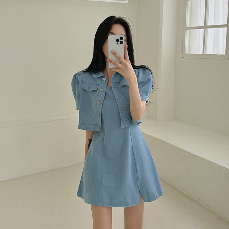 Sizes Have Been Updated: Korean Chic Age-Reducing Workwear Jacket + Suspender Dress Set for Petite Figures