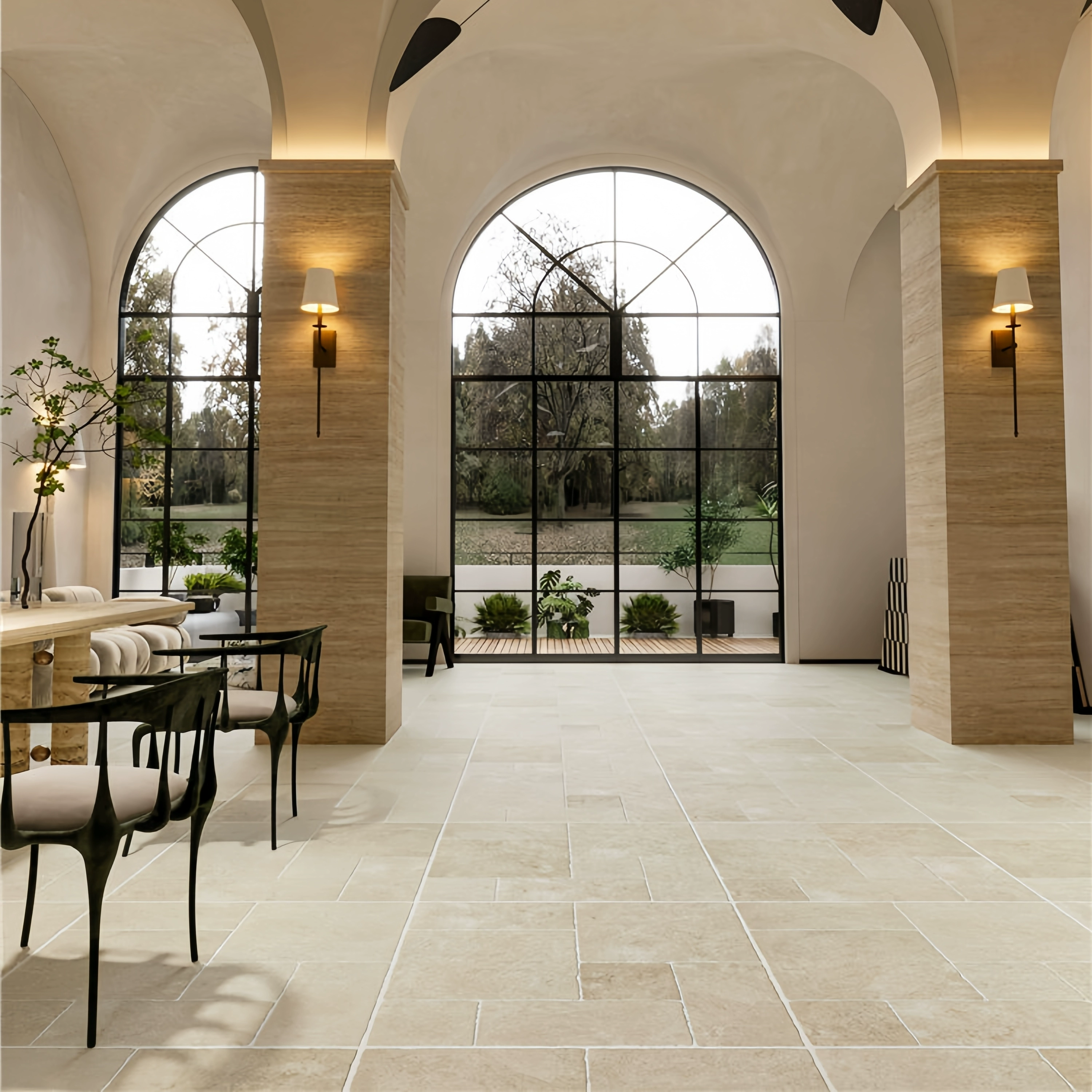 Американские пасторальные ретро-замковые антикварные плитки из известняка для пола в гостиной, ванной, наружной площадке, саду и террасе, нескользящие.