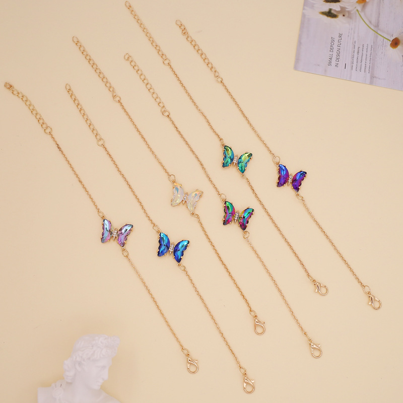 fashion simple multicolor gradient butterfly necklace