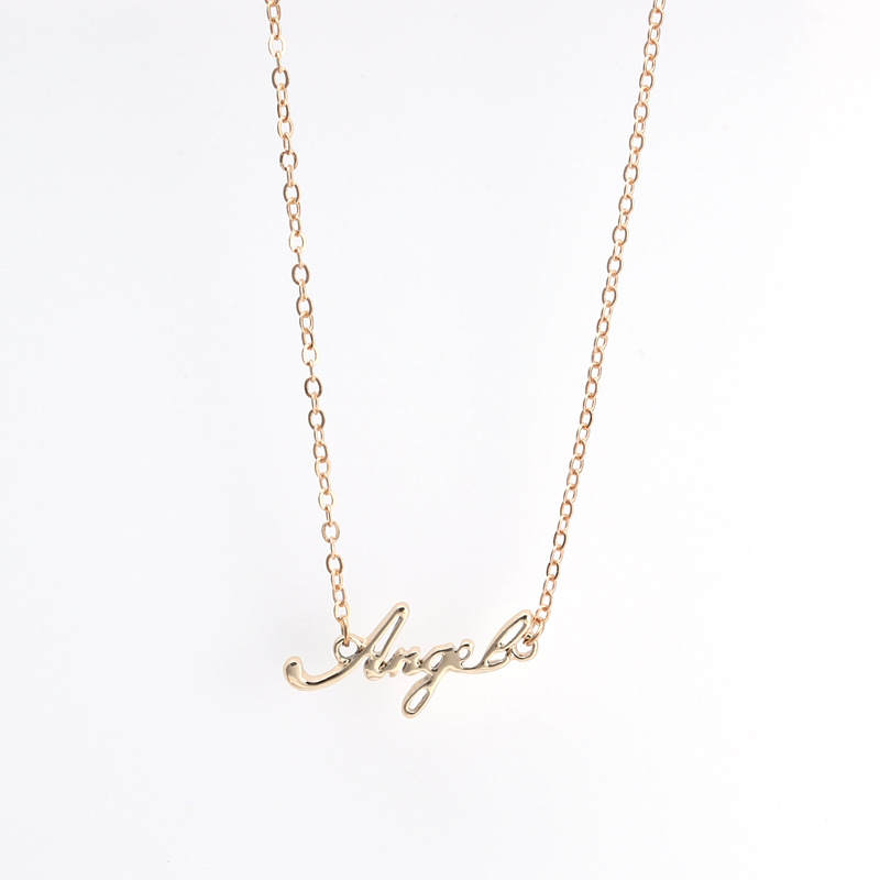 Amazon wish cross-border new English letter Angel pendant Angel Wings card clavicle necklace