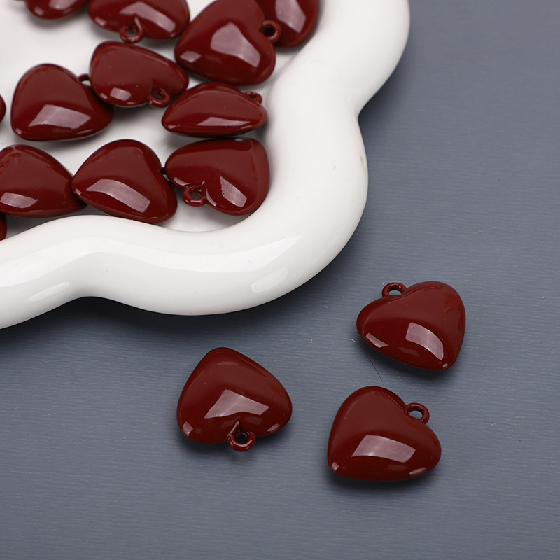 31 * 32mm acrílico brillante pintura galvanizado UV amor colgante pintura horneada colgante de corazón de melocotón brillante pendientes bolsas colgantes joyas