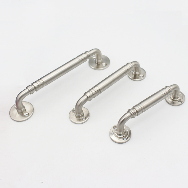 Manija de acero inoxidable cepillado sólido doble curvado manija puerta manija muebles hardware accesorios fábrica al por mayor
