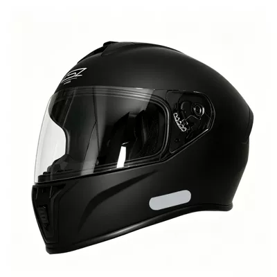 Motosiklet kaskı (dəbilqə) — all seasons, safety helmet for riding - matte-black-transparent-mirror-s-55-56