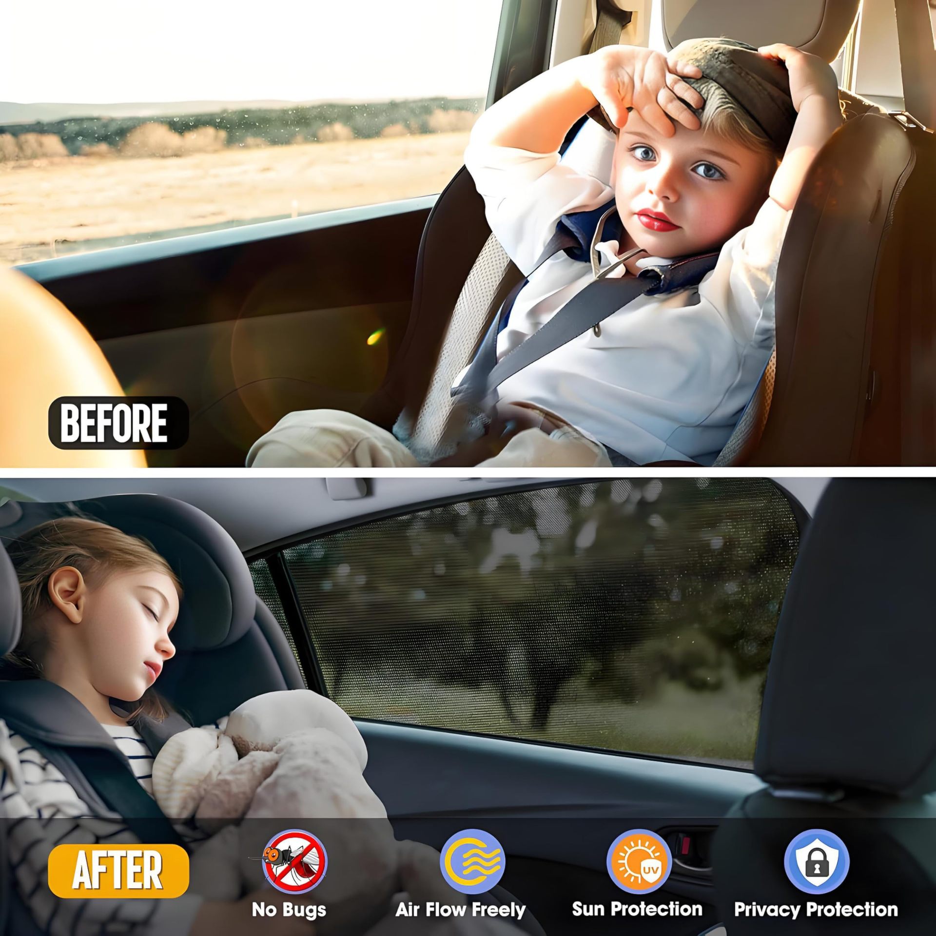 Universal Stretch Elastic Car Anti-Mosquito Curtain Sunshade Mesh Breathable Sun Protection and Heat Insulation Car Sunshade