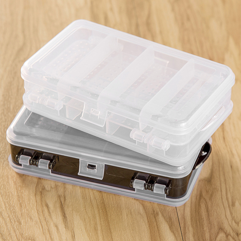 双面可开10格透明塑料包装盒固定格零件首饰耳钉收纳盒元件整理盒