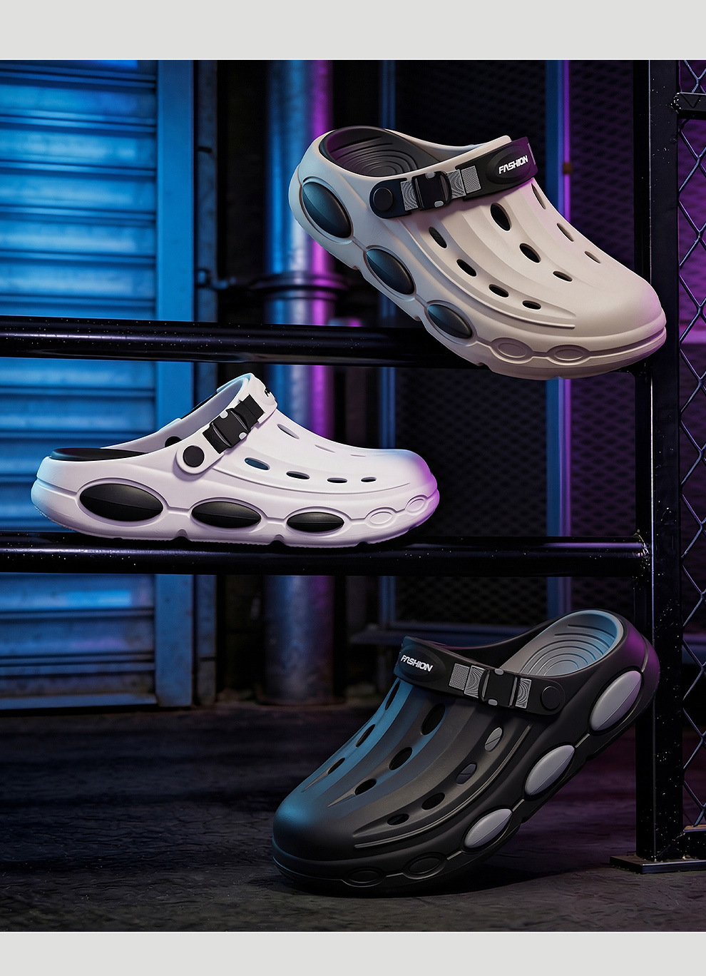 Breathable Men's Clogs Comfortable Color-block Casual Slippers_voghion.com