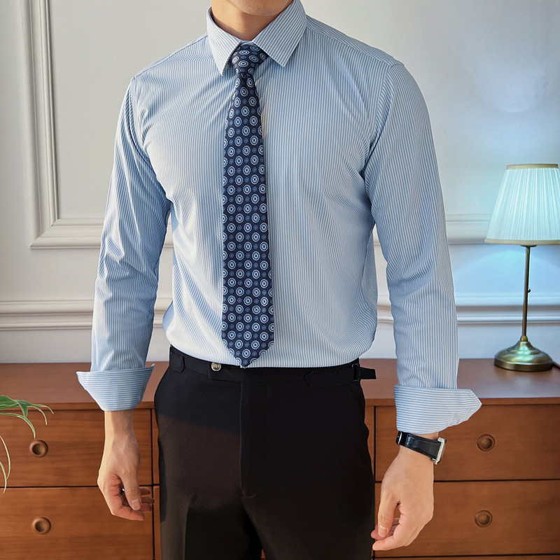 Seamless Sangchan Silk New Men's Long Sleeve Shirt No-Iron Business Shirt Top A311-Csz6607-P58