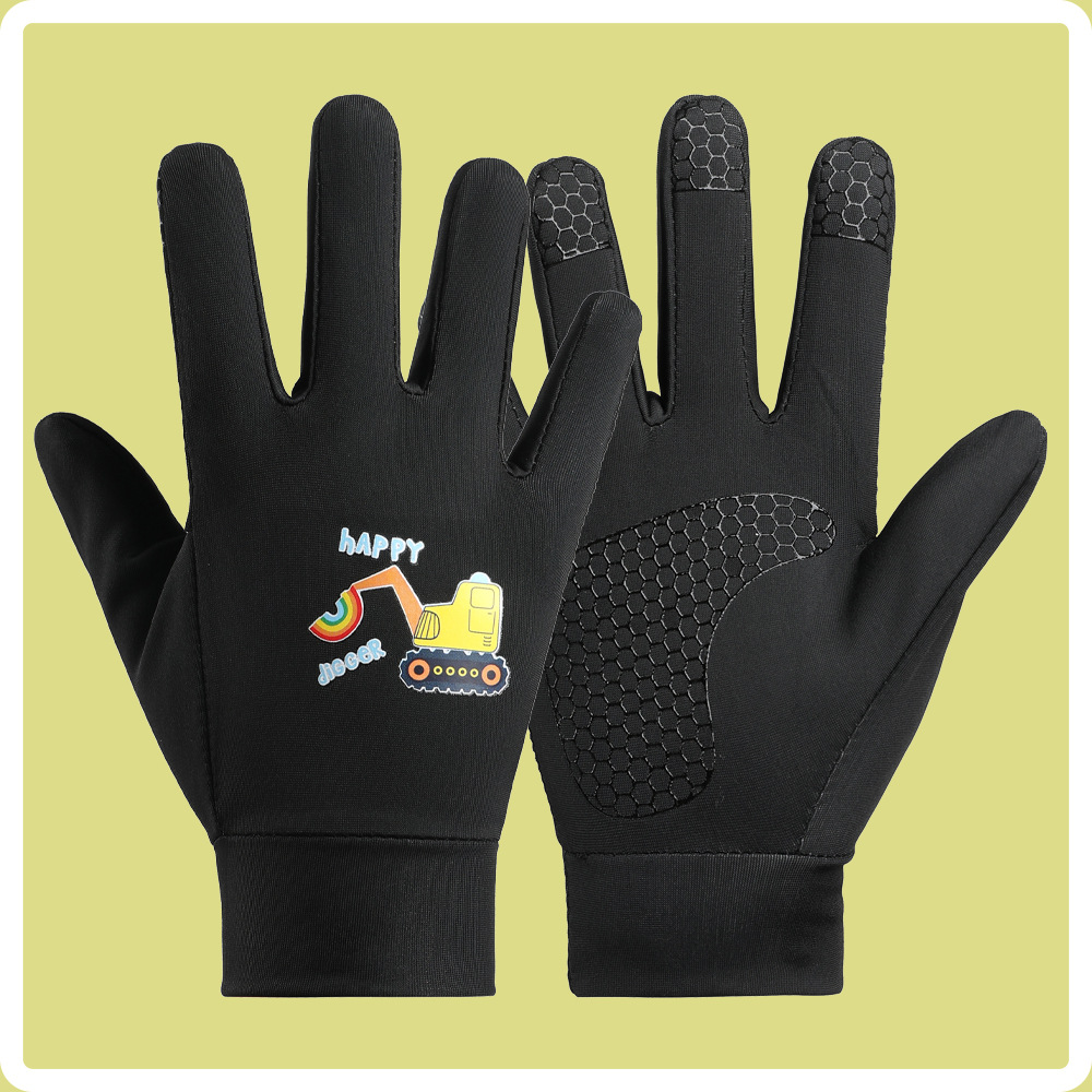 Guantes finos para niños, de secado rápido, transpirable, antideslizante, alta elasticidad, primavera, otoño, verano, ciclismo, montañismo, protección solar, guantes de seda de hielo de cinco dedos