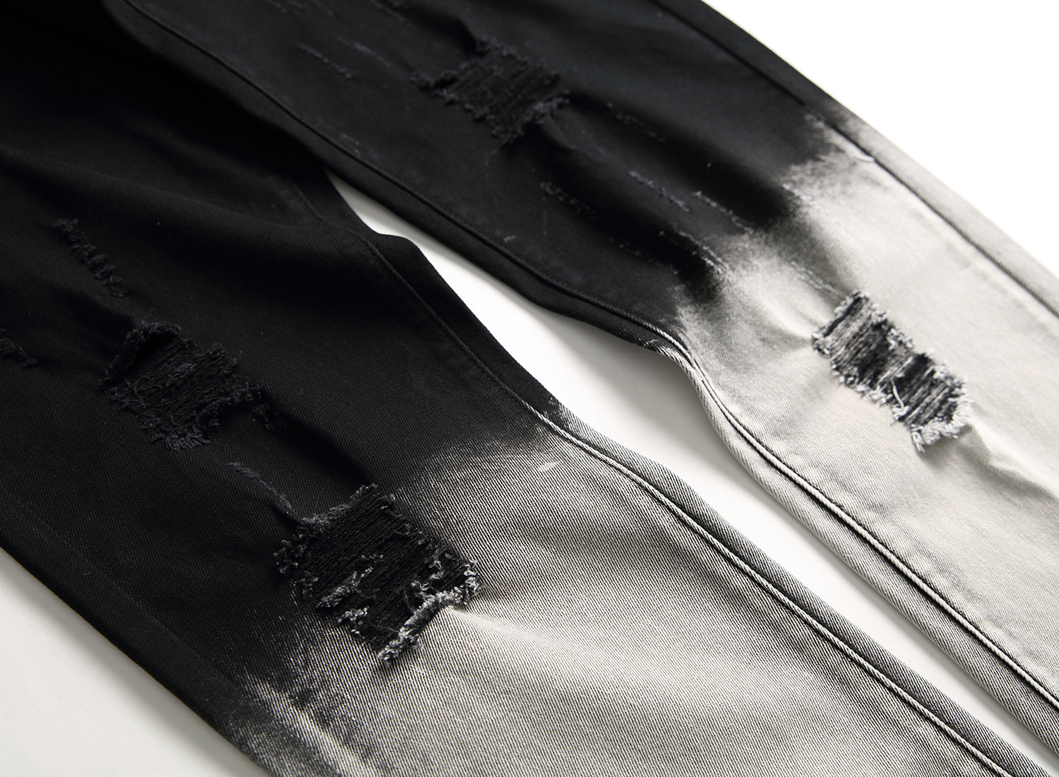 Style embroidered personalized jeans with holes, casual trend men's pants_voghion.com