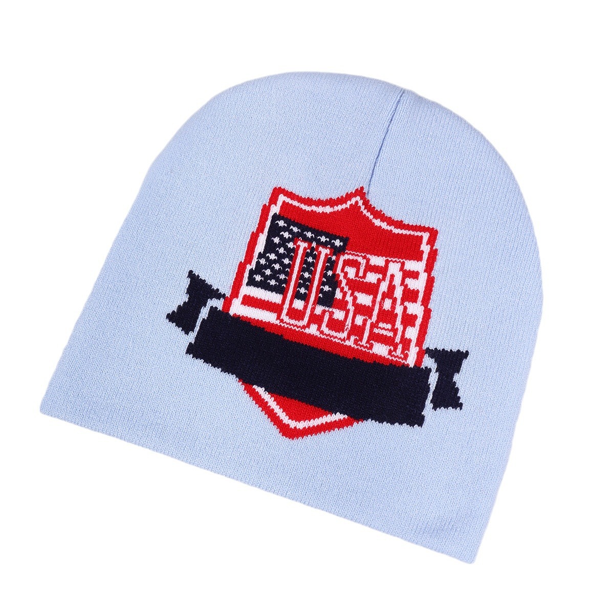 Unisex Flag shield jacquard knit cap simple_voghion.com