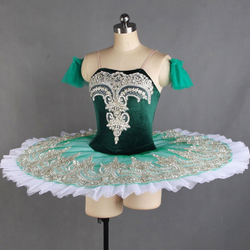 Modern dance stage ballet dance dresses photography dark green tutu skirts little swan lake ballet dance performances costumes for girls 