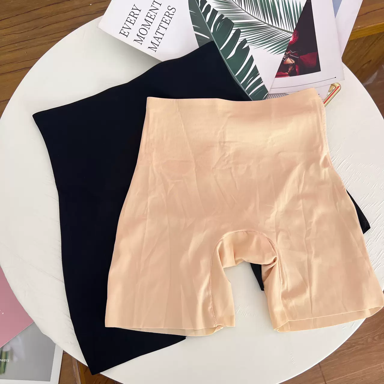 「断码清仓」纯色高腰收腹提臀 防走光无痕冰丝安全裤三分裤女