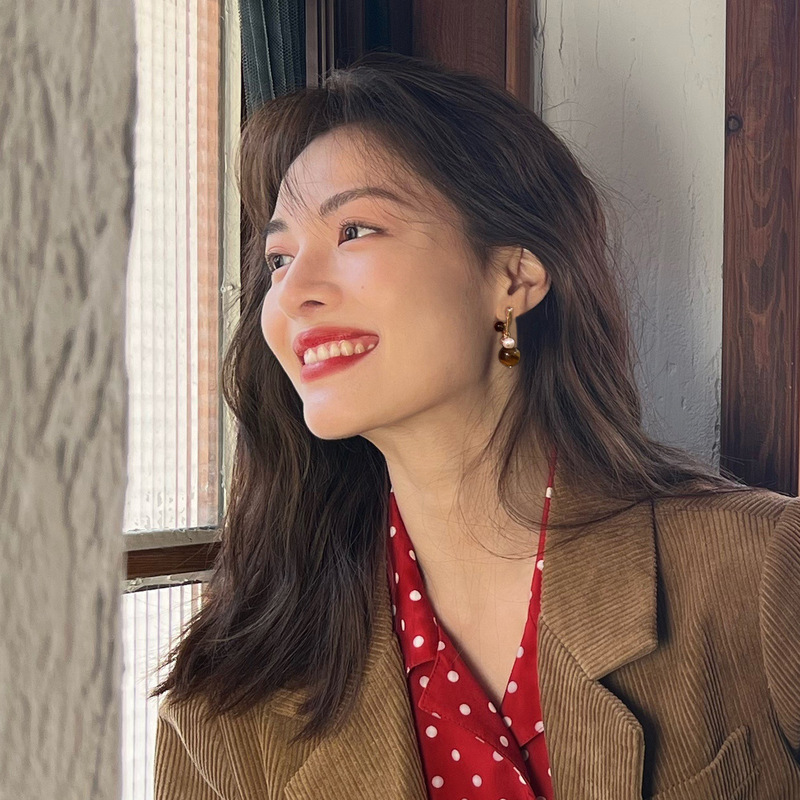 银针亚克力圆形吊坠耳环美拉德风复古耳钉小众轻奢高级感耳饰批发|undefined