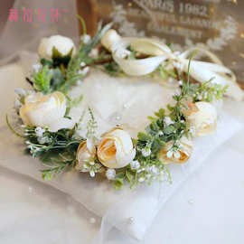赫拉新品森系小清新手工新娘花环头饰跟妆造型影楼写真伴娘配饰品