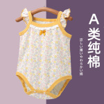 日系夏季薄款婴幼儿童三角爬服吊带哈衣 纯棉a类女宝宝包屁衣