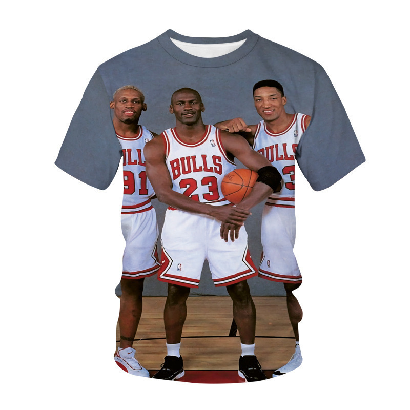 Hot sale 2024 Summer new Jordan T-shirt 3D digital printing T-shirt men's round neck short sleeve top Source manufacturer