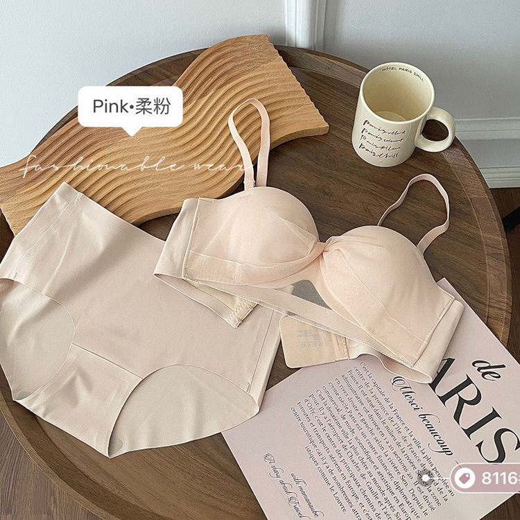 8116 sexy malla sin tirantes tubo superior ropa interior traje inalámbrico media taza cómodo pequeño pecho empuja hacia arriba el sujetador