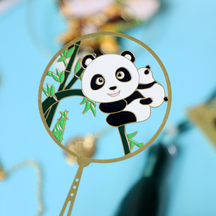 Bookmark metal bookmark source factory brass panda folding fan etching paint craft gift school gift