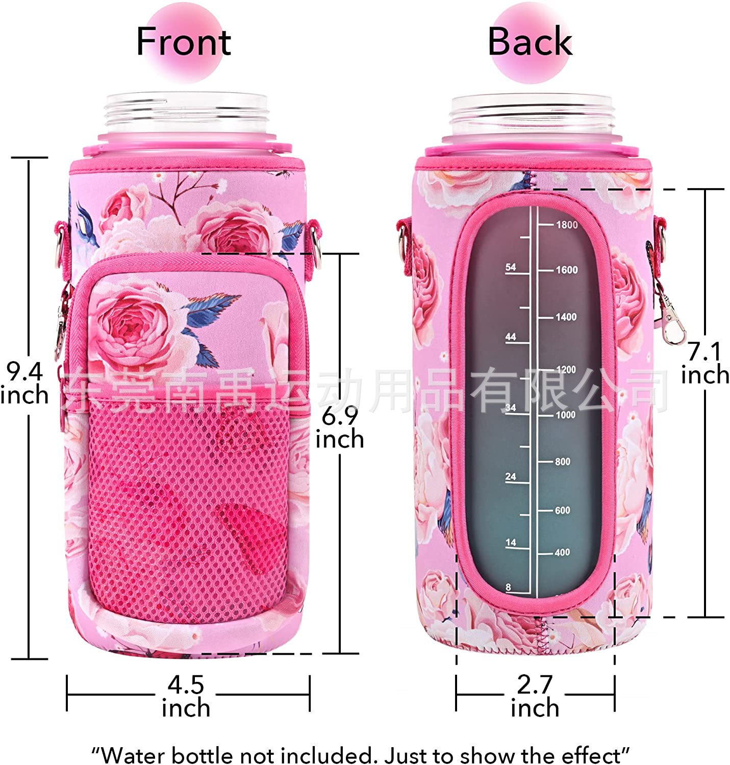 半加仑水瓶潜水料水壶套64盎司oz健身运动隔热大瓶套