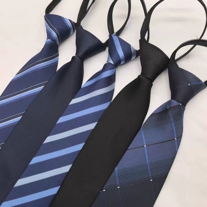 Men's Business Tie, Lazy Style, Striped, Zippered, Korean Style, Wholesale, Formal, Jacquard, Polyester, Yarn-Dyed, 8cm, Easy-To-Wear, Professional Men's Business Tie, Lazy Style, Striped, Zippered, Korean Style, Wholesale, Formal, Jacquard, Polyester, Yarn-Dyed, 8cm, Easy-To-Wear, Professional