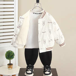 6604男童外套儿童棒球服秋冬季2026新款宝宝加绒加厚夹棉衣服冬装