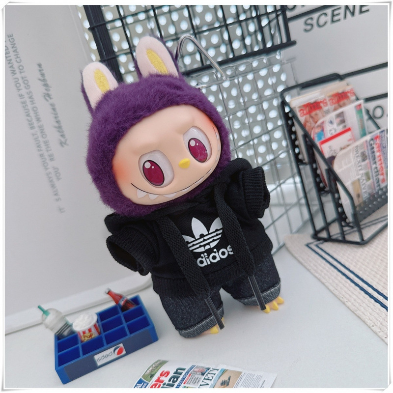 labubu ベビー服 Labubu 第一世代第二世代第三世代 10 センチメートル綿人形黒と白グレートレンディなスウェットシャツパーカーパンツ|undefined