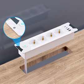 欧标新款内嵌式排插接线板转换器办公桌面拖线板USB多孔批发厂家