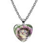 Cartoon glossy necklace heart-shaped, pendant heart shaped, European style, with gem, wholesale