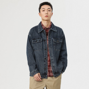 New trendy loose Denim coat niche design BF style spring new mid-length chic top for men