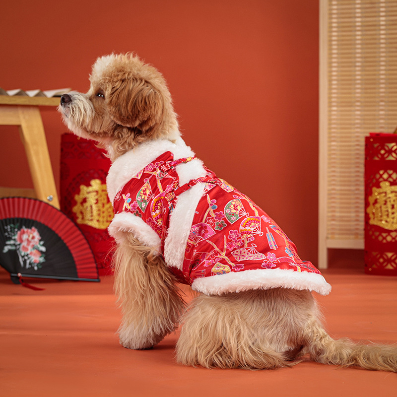 New pet clothes New Year Tang suits autumn and winter thickened warm…