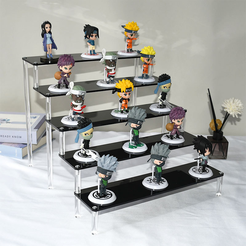 Factory Wholesale Black Acrylic Stair Step Model Handheld Display Rack Figure Peppa Pig Blind Box Jewelry Storage Rack