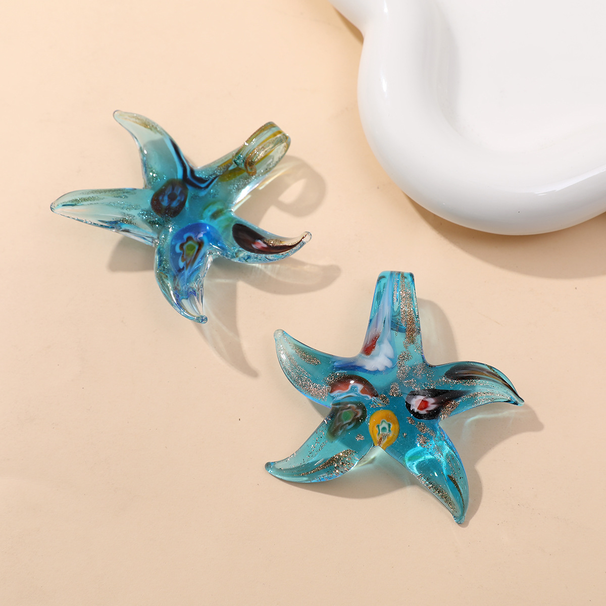 1g Weight Pendant Jewelry Making Type Charms, Earrings, Necklace Classification 1 Piece Quantity glass Material Starfish, Ocean Pattern All Seasons Season Marine Style Style 1 Piece Glass Starfish Ocean Pendant Charms Earrings Necklace 8